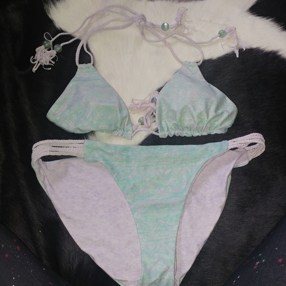 Reversible double string mint / lavender bikini - Picture 5 of 6